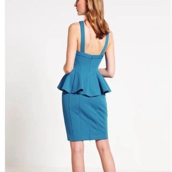 NWT ZAC Zac Posen Blue Cerulean Peplum Dress - Picture 3 of 9
